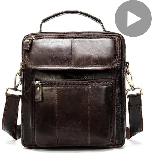 Men Shoulder Hand Bag Messenger Crossbody Genuine Leather Handbag Cross Body For Tote Male Small Brown Bolsas Vintage Side Hit
