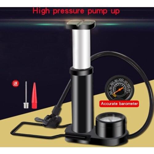 Bike pump ball needle portable mini bicycle pump foot pedal Air Pressure compressor tire inflator pressure gauge hight repair