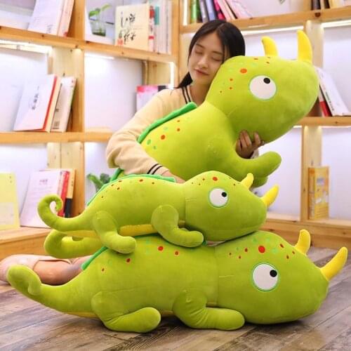 High Quality Simulation Chameleon Plush Toys Green Soft Cartoon Animal Reptiles Lizard Stuffed Doll Sofa Pillow Boys Kids Gifts