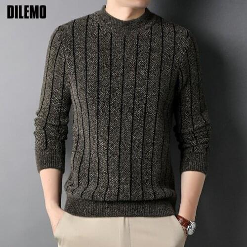 Top Grade Thick New Autum Fashion Brand Knit Pullover Warm Sweater Winter Woolen Oneck Casual Mens Knitted Jumper Clothes 2021
