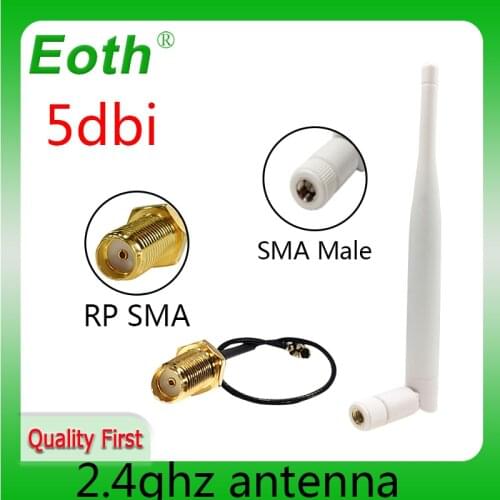2.4GHz 5dBi wifi antenna WiFi RP-SMA Male 2.4G Antenne white Aerial antena Router + 21cm PCI U.FL IPX to SMA Male Pigtail Cable