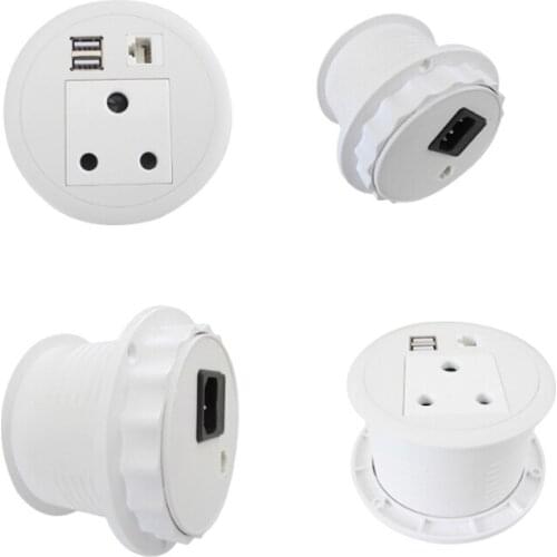 2019 South African power switched socket outlet and USB charger and RJ45 white mini desktop socket