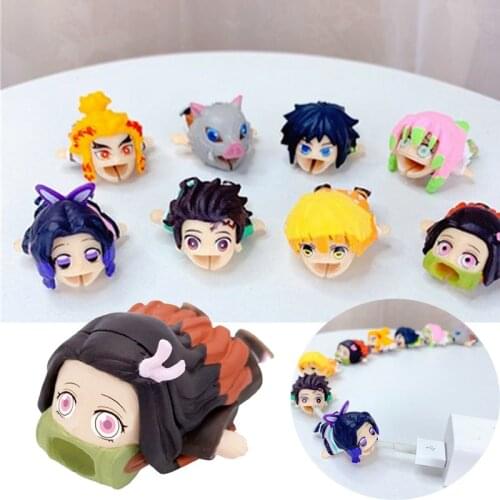 Demon Slayer anime Charging Cable Protector Cover For Mobile Phone USB iPhone Cable Cable Data lines Cute Cartoon Portable