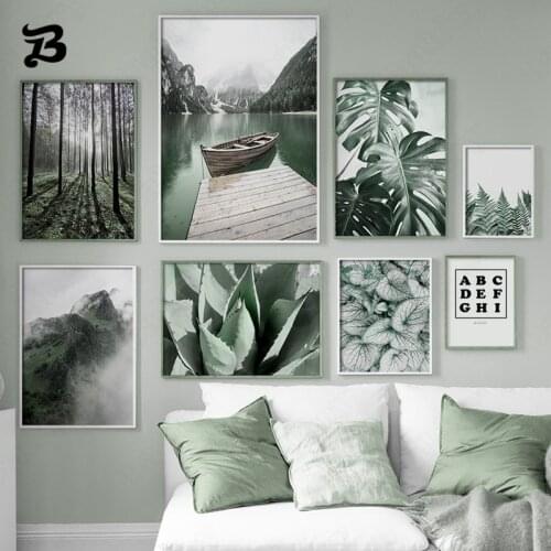 Green Plant Landscape Painting Wall Art Canvas Poster Nordic Posters and Prints Wall Pictures for Living Room Bedroom Decoration