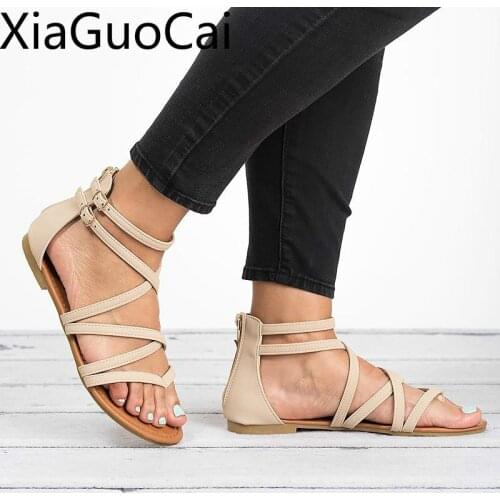 Big Size Shallow Fashion Women Sandals Size 34-43 Rubber Rubber Female Flat Sandals Gladiator Casual Sandals