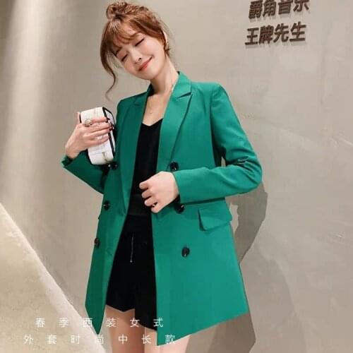 Women Fall Blazers Warm Long Coat Plus Size Female Slim Fits Lapel Elegant Overcoat Autumn Spring Office Outerwear Manteau Femme