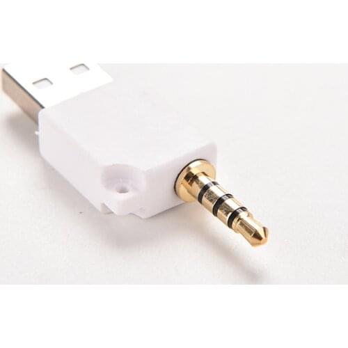 New White 3.5mm Male AUX Audio Stereo Plug Jack to USB 2.0 Male Converter Adapter Plug for iPod 1PC