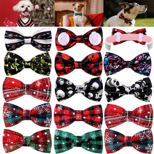 1 Pcs Dog Christmas Bows Movable Pet Dog Bowtie Dog Collar Accessories Halloween Pet Supplies Dog accessories for Small Dogs