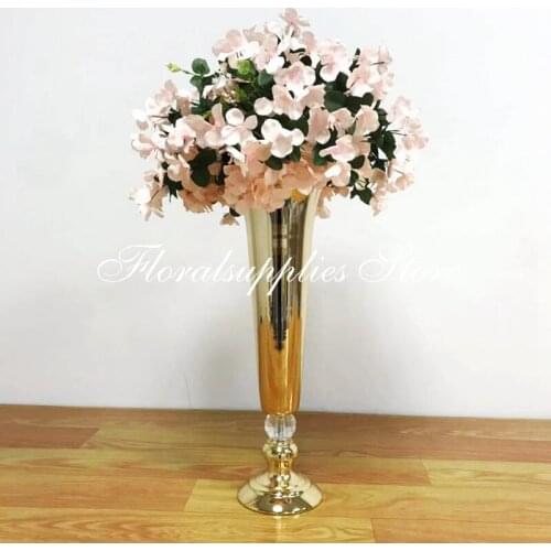 10PCS Wedding Floral Arrangement Table Centerpieces Gold Trumpet Flower Vases metal flower stand for table decoration