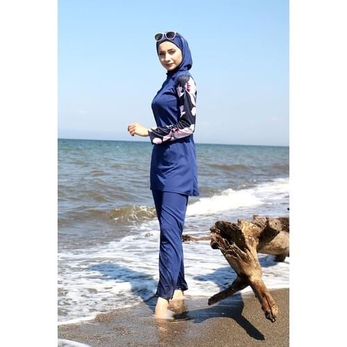 2021 muslim hijab jowl Game Women Full closed-Navy blue