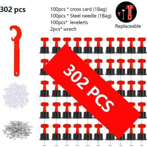 302Pcs Replaceable Steel Needle Level Wedges Tile Spacers For Flooring Wall Tile Spacer Tile Leveling System Leveler Locator