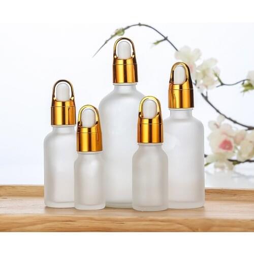 5-100ML Dropper Bottle Frosted Glass Silver Cover Aromatherapy Container Glass Eye Dropper Bottle Liquid Reagent Pipette Bottle