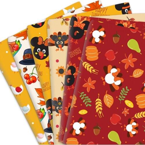 50*145cm Autumn Thanksgiving Turkey Day 100% Pure Or Polyester Cotton Material Patchwork Sew Fabrics Quilt Needlework DIY Cloth
