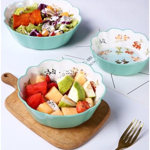 Bone China Breakfast Food Bowl Fresh Fruit Salad Sugar Water Dessert Ceramic Plate Kitchen Utensil Birthday Present Wedding Gift