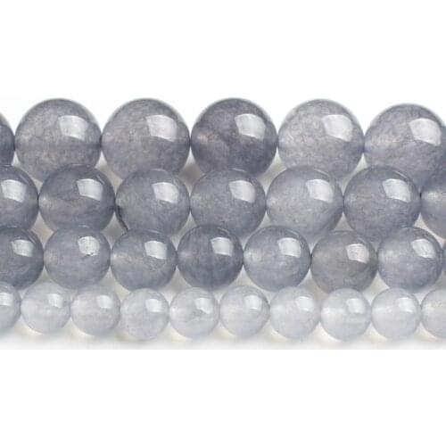 4/6/8/10/12MM Natural Grey Jades Chalcedony Stone Beads DIY Loose beads For Jewelry Making 15 inches