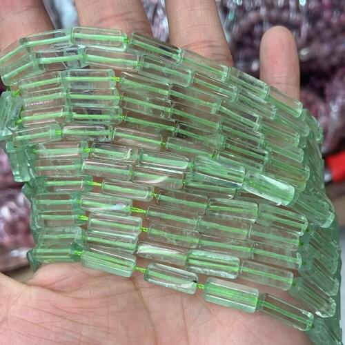 Natural Green Fluorite Stone Beads 15'' Tube Cuboid DIY Loose Beads For Jewelry Making Beads Women Necklace Pendant Earring Gift