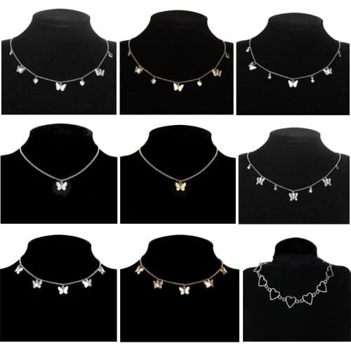 Gold Silver Color Chain Butterfly Chain Pendant Choker Necklace Women Statement Collare Bohemia Beach Jewelry Gift Collier Cheap