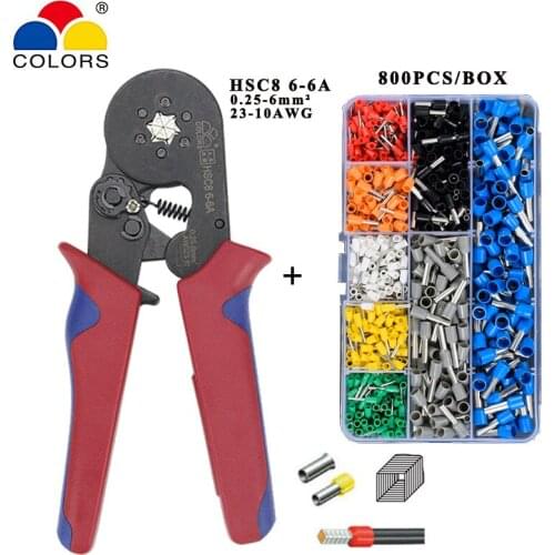 Colors Tubular terminal crimping tools mini electrical pliers HSC8 6-6A 0.25-6mm2 high precision clamp set pliers tools
