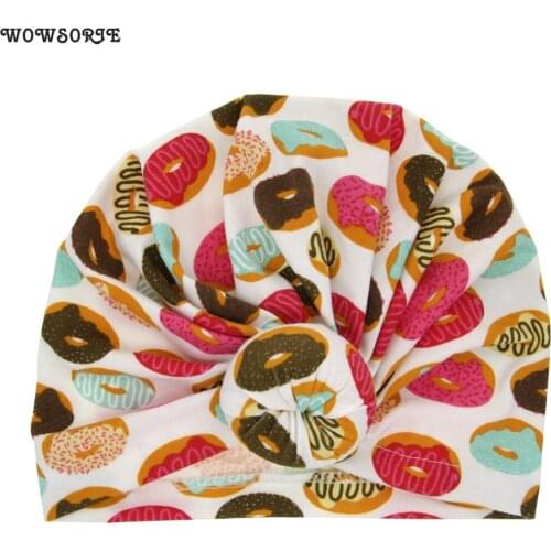 Baby cap Knot kids Hat Flower Pattern Kids Girl Turbans Newborn Beanie Caps children Photography Props accessories Scarf hats