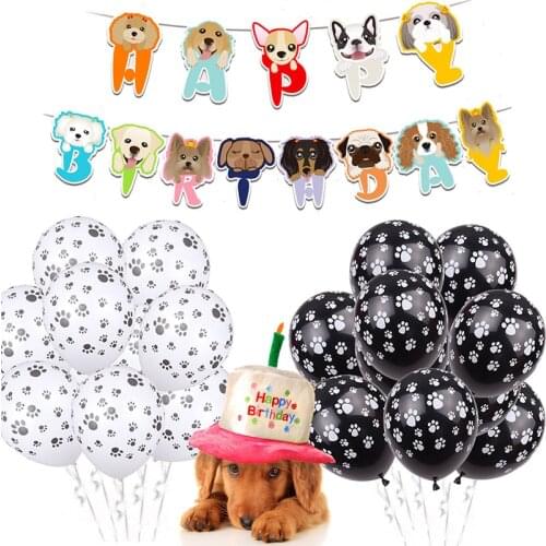 Pet Dogs Birthday Party Decor Balloons Cute LETS PAWTY Party Balloon Decor Banners for Pooch Celebration Party Decoration