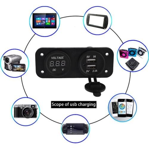 Dual Usb Led Digital 12v To 5v 2.1a Car Chargers Adapter Voltage Monitoring