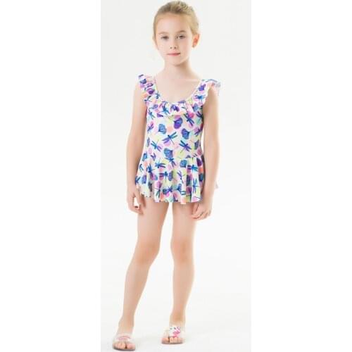 2021 hot selling one-piece skirt girls' middle and small childrens close fitting hot spring quick drying swimsuit
