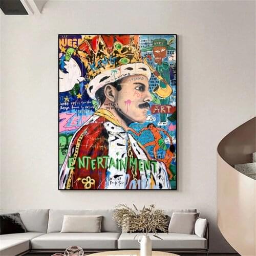 Graffiti Pop Art Singer And Elizabeth Queen Poster Painting Canvas Print Wall Art Picture For Living Room Home Decoration