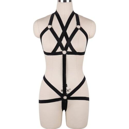 JLX.HARNESS SET BDSM Bondage Lingerie Black Sexy Tops Cage Breast Bra harness Goth Harajuku Fetish Full Dance for Women