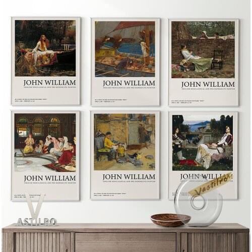 Lady Shalott John William Waterhouse Vintage Poster Wall Decor Canvas Painting High Quality Modern Living Room Home Decorate