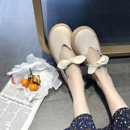 Kawaii Girl Tea Party Japanese Cosplay Shoes Female Shallow mouth Bowknot Princess Student Soft Leather JK Uniform Lolita Shoes