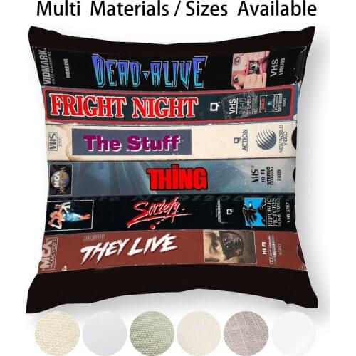 Classic Vhs Stack 2 Pillow Case Throw Pillow Cover Cotton Linen Flax Horror Movies Classic Vhs Tapes Horror Horror Genre The