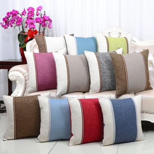 Classic Patchwork Sofa Cushion Cotton Linen Fashion Simple Home Office Seat Chair Backrest Lumbar Pillow 43x43cm 50x50cm 60x60cm