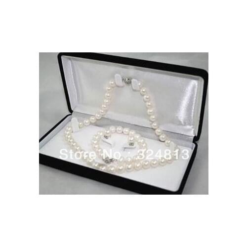 Brand New High Quality Fashion Picture AA 7-8MM White Akoya Cultured Pearl Necklace Bracelet Earring Set #1743