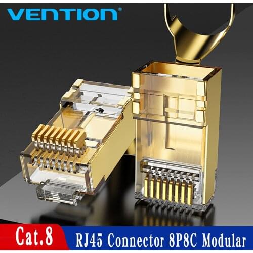 Vention Cat8 RJ45 Connector 8P8C Modular Ethernet Cable Head Plug Gold-plated Cat8 FTP Crimp Network RJ45 Crimper Connector Cat8
