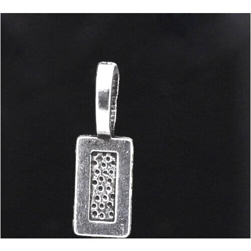 Lovely 50 Silver Color Tag Glue on Bail 21x7mm (B10703)