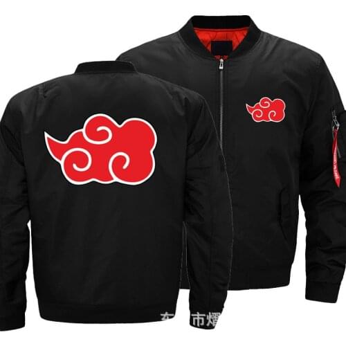 Narutoo Akatsuki Red Cloud Bomber Jacket Printed Baseball Coat Windbreaker Zipper Sweatshirt Sportswear Top Cosplay Costume