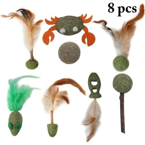Legendog 8Pcs Catnip Cat Toys Natural Cat Molar Toy Cat Silvervine Stick Mouse Interactive Toy Pet Supplies Pet Accessories