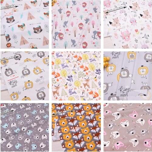 Cartoon 100% Cotton Fabric Diy Sewing Craft Baby Dress Home Decor Sheets Telas Patchwork Quilting Material Lion Fox Printed