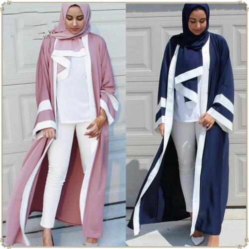 Muslim Dress Women Casual Abaya Striped Cardigan Dress Long Robes Simple Kimono Ramadan Middle East Worship Islamic Clothing