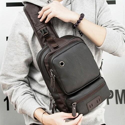 Men Chest Bag Small Multi-function Sling Legs Waist Bag Travel Bag 2020 New Fashion Casual Versatile Outdoor for Man PU Zipper