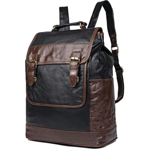 Cow Genuine Leather Men Backpacks New Fashion Real Natural Leather Student Backpack Boy Luxury Brand Large Computer Laptop Bag