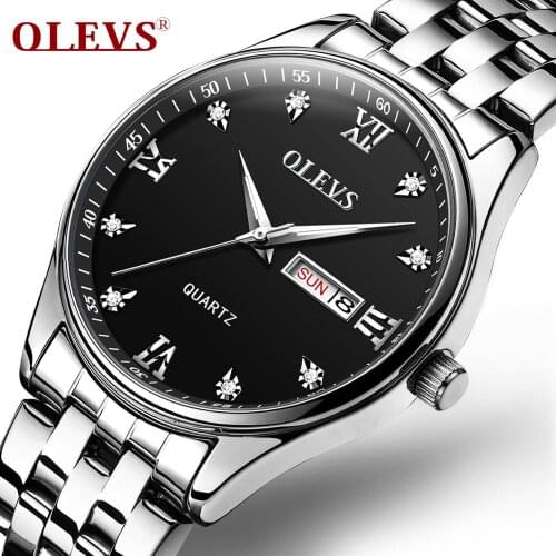 2021 OLEVS 5570 Alloy Case Clock For Men Fashion Casual Mens Wristwatch Water Resistant Feature Analog Steel Belt Quartz Watch