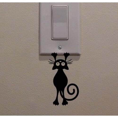 Cute Cat Art Switch Sticker Living room Bedroom Decorative Wall Stickers Vinyl Waterproof Murals JG1453