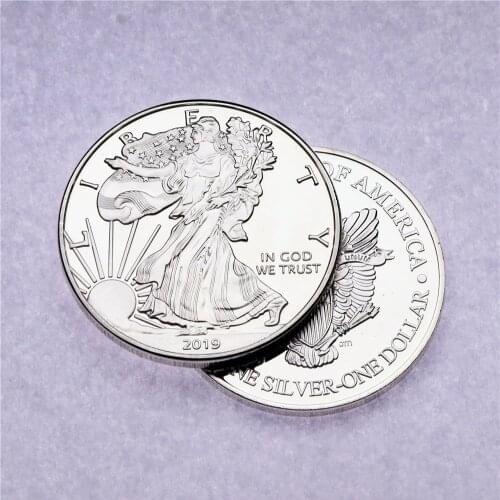 Uncirculated 2019 Philadelphia Mint American Eagle Silver Dollar Coin Silvering Brass Core Not Magnetic Collection Crafts