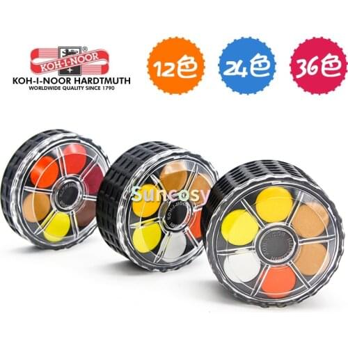 Koh-I-Noor Opaque Watercolor Paint Wheel, 12 24 36 48 Colors,Solid Watercolor Paints Set,Drawing Paint Watercolors Art Supplies