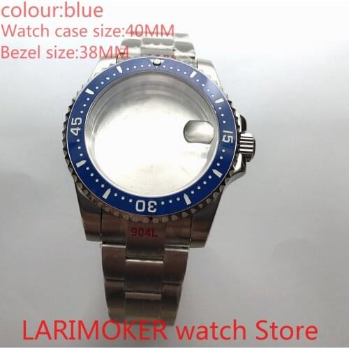 NH35 NH36 suitable Miyota 8215 40mm sapphire glass and 904L stainless steel case seals the bottom cover, rotating bezel can blue