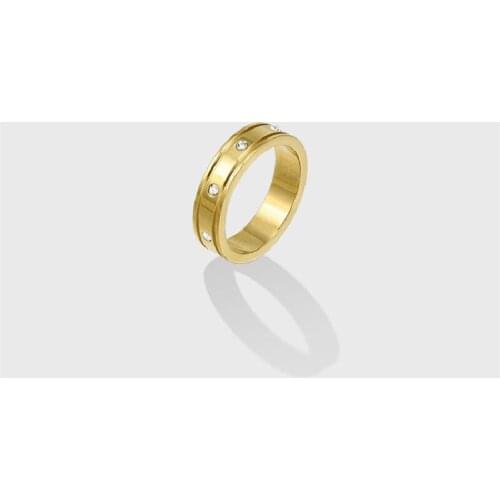 New Fashion All-Match Ring Titanium Steel Plated 14K Gold Micro-Inlaid AAA Zircon Ring Jewelry