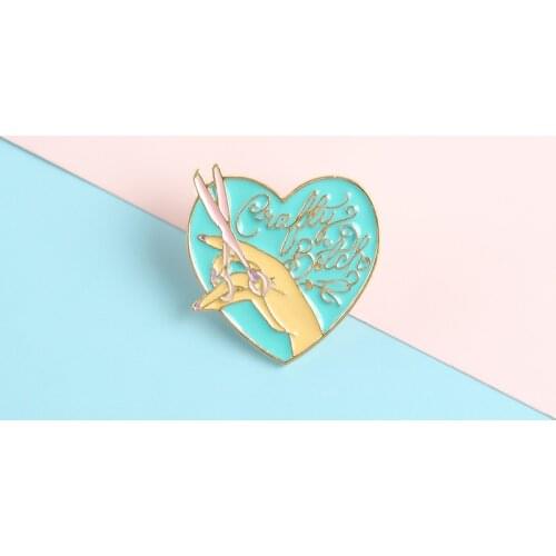 New blue slender finger brooch fashion personality cartoon fun orchid refers to love badge jewelry denim clothing backpack penda