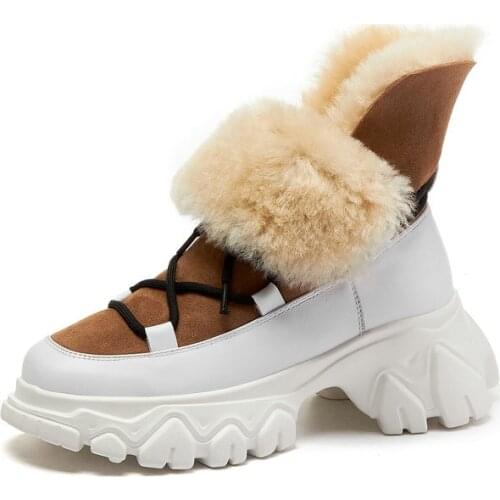 New Arrival Women Cow Leather Ankle Boots Keep Warm Winter Snow Boots Platform Casual Shoes Woman Basic Boots