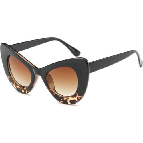 New Brand Design Cat Eye Sunglasses Women Vintage Leopard Big Frames Sun Glasses Female Eyewear Ladies UV400 W04